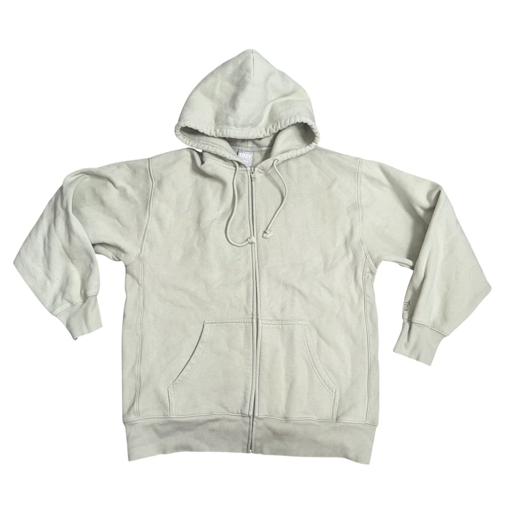 Tna Zip Hoodie Women Medium Green Excellent Cozy Fleece Boyfriend Sweatshirt